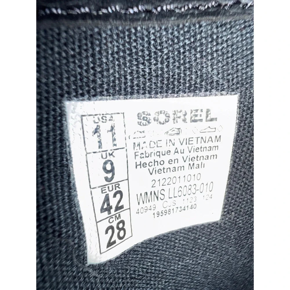 Sorel Joan Now Chelsea Boots Womens 11 Black Leather Lug Sole Block Heel